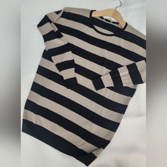 Vince wool cashmere blend sweater crewneck stripe long sleeve coastal minimalist - Picture 8 of 8